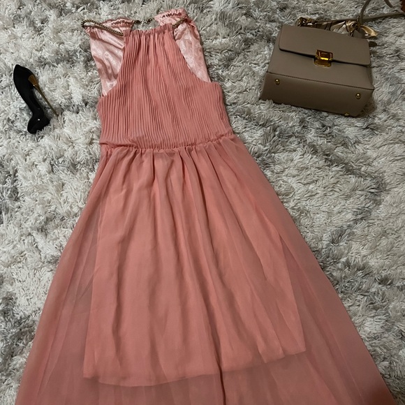 Chiffon rose gold long dress - Picture 3 of 6